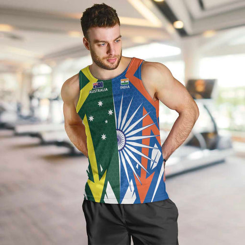 India vs Australia Custom Men Tank Top Blue vs Gold Cricket Heritage - Aussie Hoodie