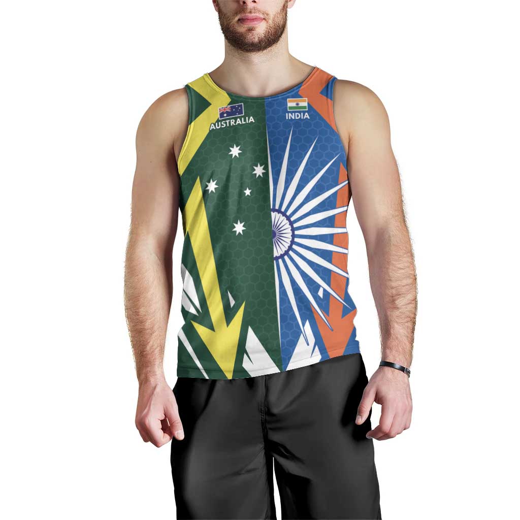 India vs Australia Custom Men Tank Top Blue vs Gold Cricket Heritage - Aussie Hoodie