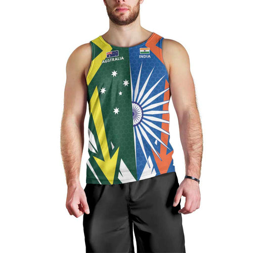 India vs Australia Custom Men Tank Top Blue vs Gold Cricket Heritage - Aussie Hoodie