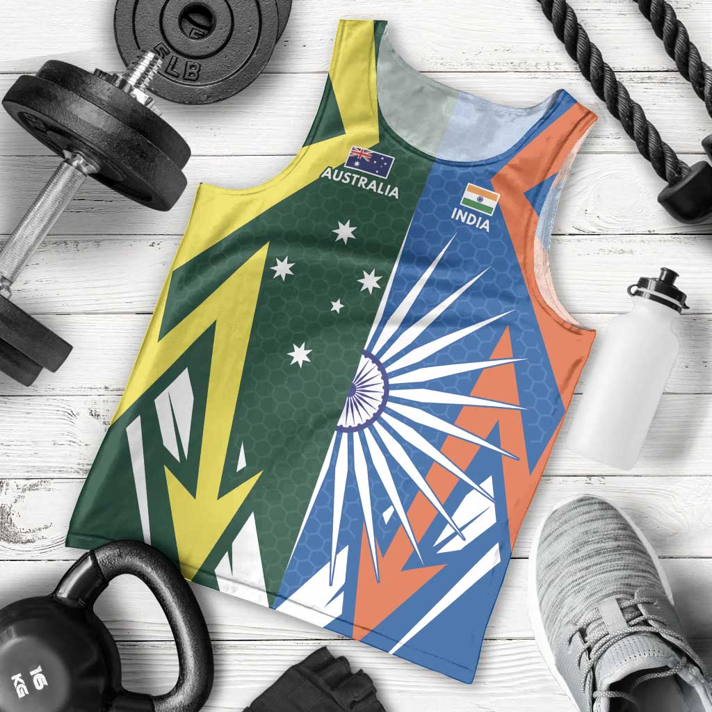 India vs Australia Custom Men Tank Top Blue vs Gold Cricket Heritage - Aussie Hoodie