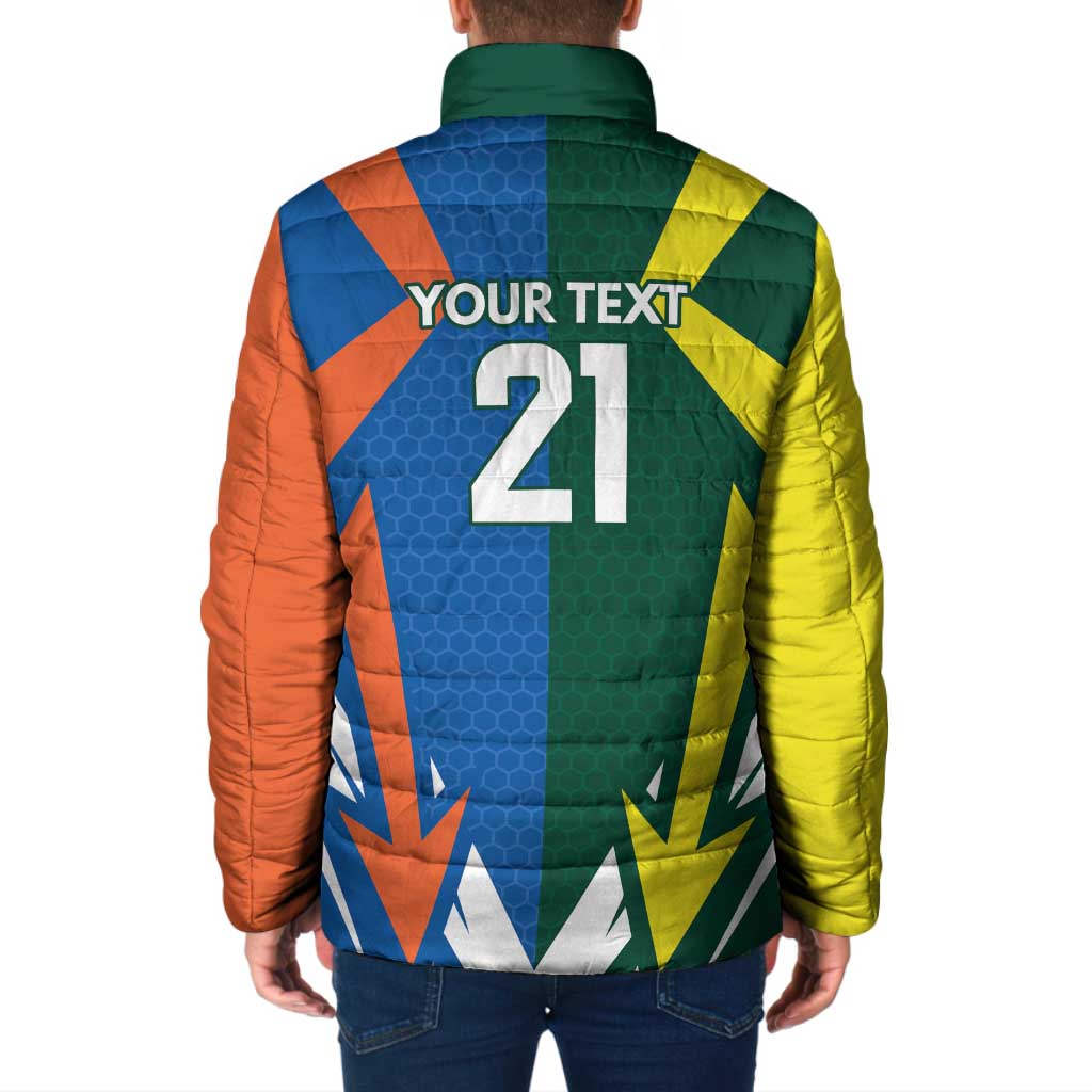 India vs Australia Custom Padded Jacket Blue vs Gold Cricket Heritage - Aussie Hoodie