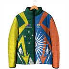 India vs Australia Custom Padded Jacket Blue vs Gold Cricket Heritage - Aussie Hoodie