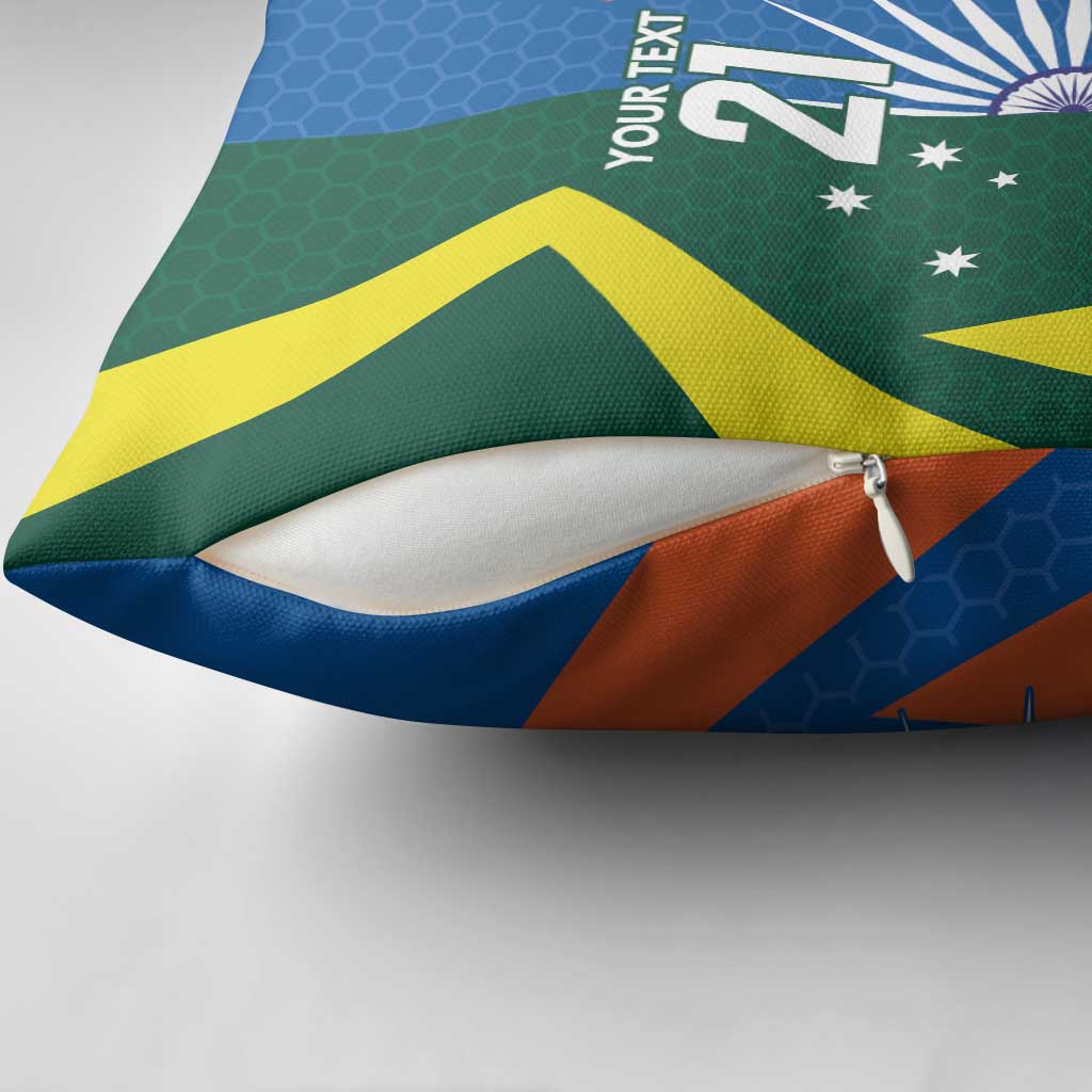 India vs Australia Custom Pillow Cover Blue vs Gold Cricket Heritage - Aussie Hoodie