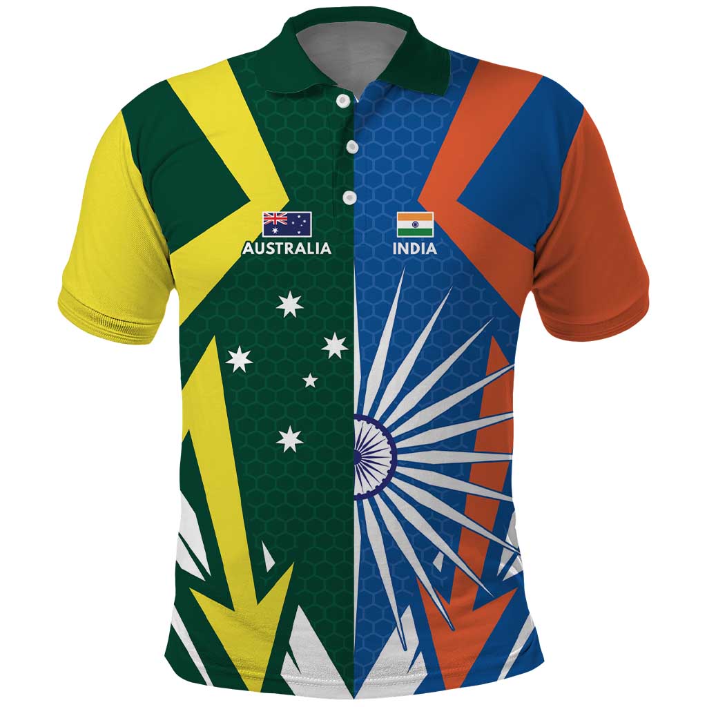 India vs Australia Custom Polo Shirt Blue vs Gold Cricket Heritage - Aussie Hoodie