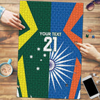 India vs Australia Custom Puzzle Blue vs Gold Cricket Heritage - Aussie Hoodie