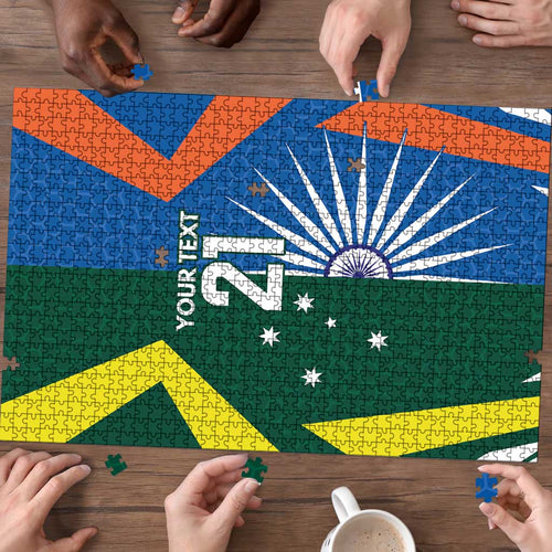 India vs Australia Custom Puzzle Blue vs Gold Cricket Heritage - Aussie Hoodie