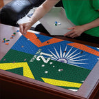 India vs Australia Custom Puzzle Blue vs Gold Cricket Heritage - Aussie Hoodie