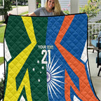 India vs Australia Custom Quilt Blue vs Gold Cricket Heritage - Aussie Hoodie