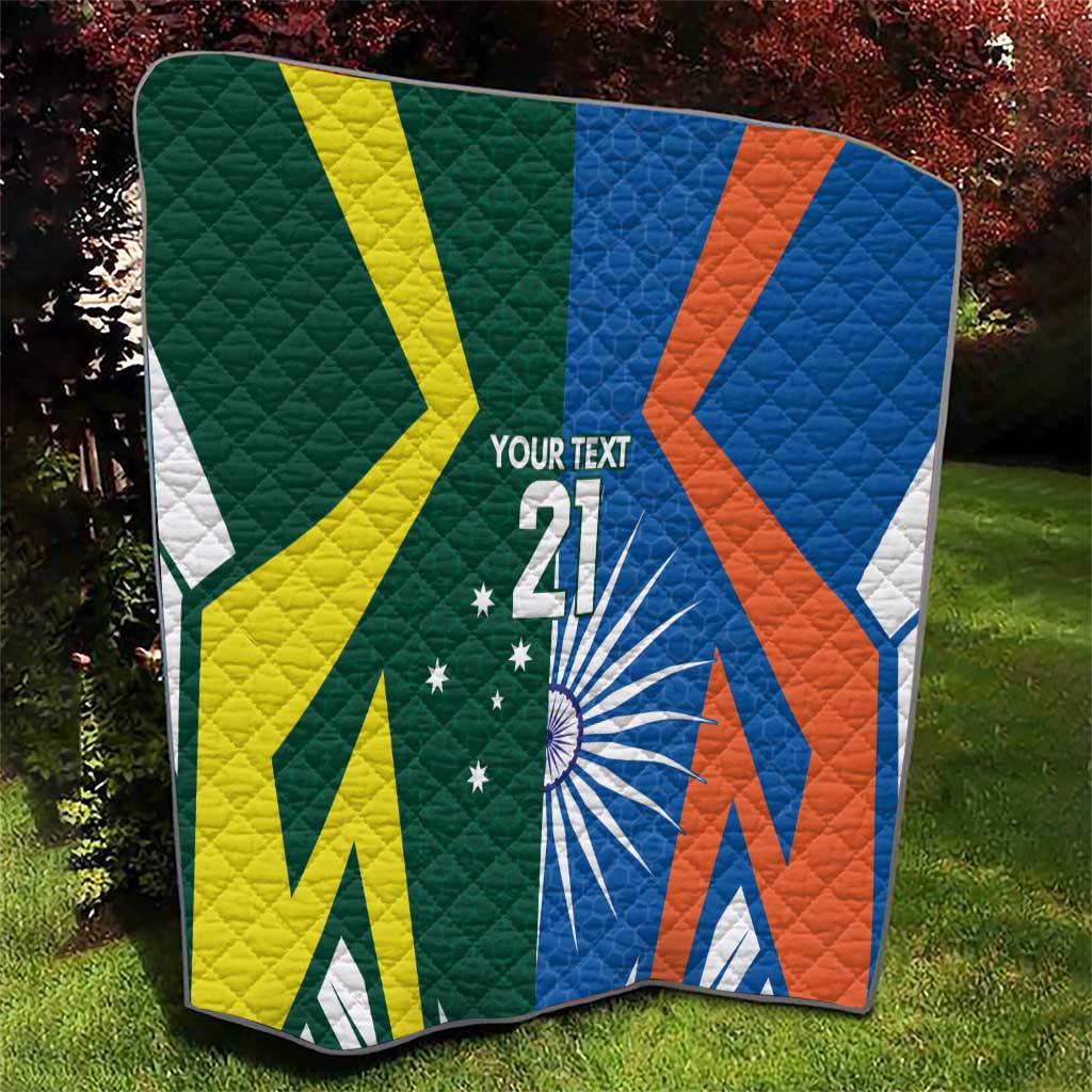 India vs Australia Custom Quilt Blue vs Gold Cricket Heritage - Aussie Hoodie