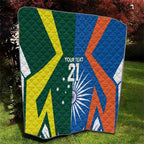 India vs Australia Custom Quilt Blue vs Gold Cricket Heritage - Aussie Hoodie