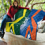 India vs Australia Custom Quilt Blue vs Gold Cricket Heritage - Aussie Hoodie