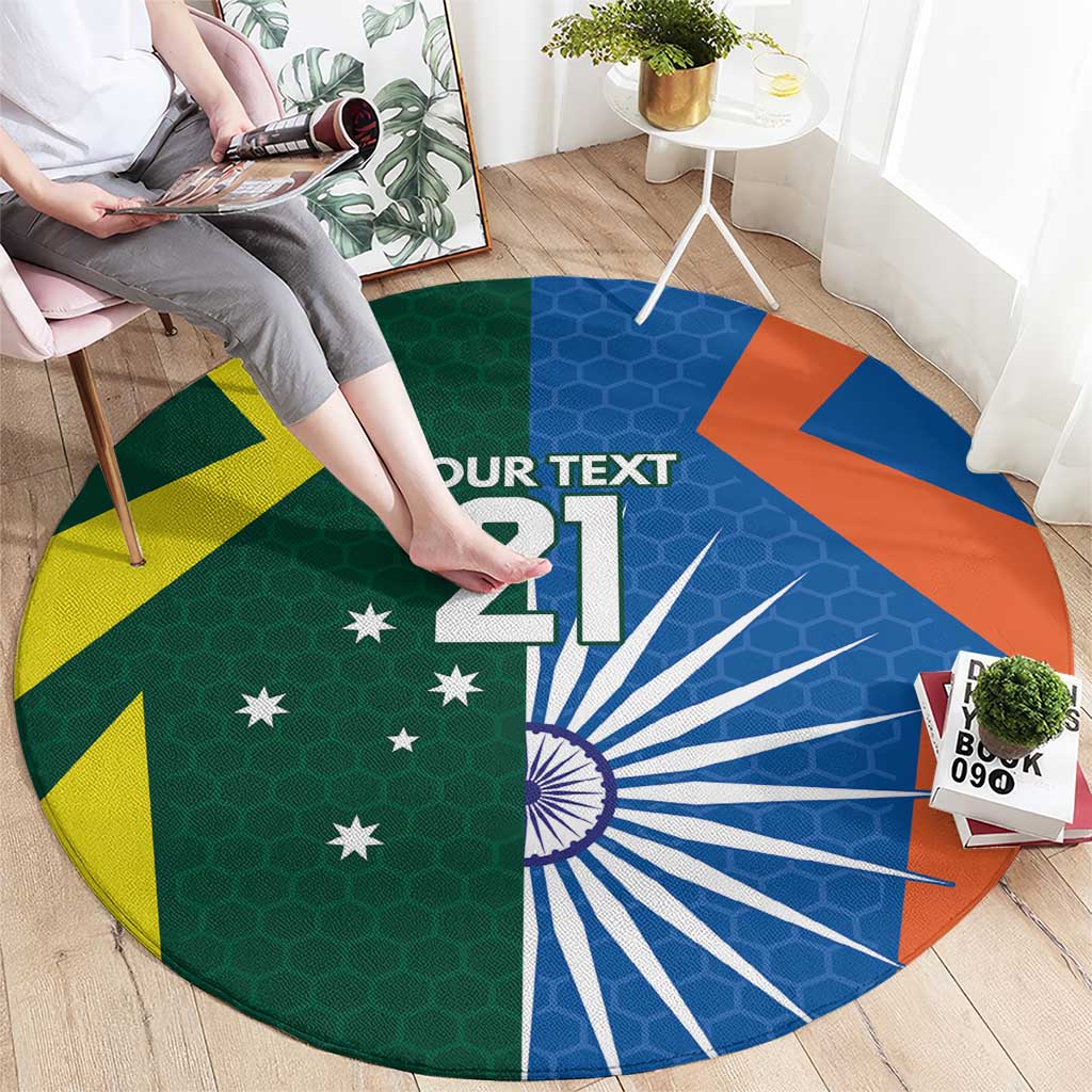 India vs Australia Custom Round Carpet Blue vs Gold Cricket Heritage - Aussie Hoodie