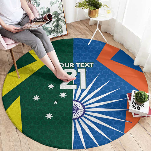 India vs Australia Custom Round Carpet Blue vs Gold Cricket Heritage - Aussie Hoodie