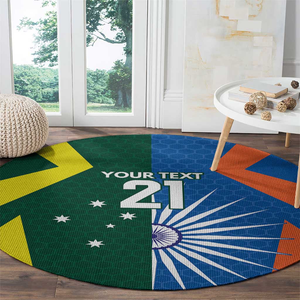 India vs Australia Custom Round Carpet Blue vs Gold Cricket Heritage - Aussie Hoodie