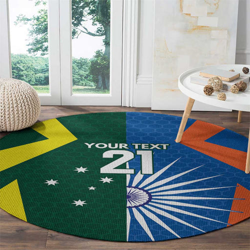 India vs Australia Custom Round Carpet Blue vs Gold Cricket Heritage - Aussie Hoodie