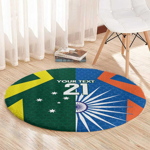 India vs Australia Custom Round Carpet Blue vs Gold Cricket Heritage - Aussie Hoodie