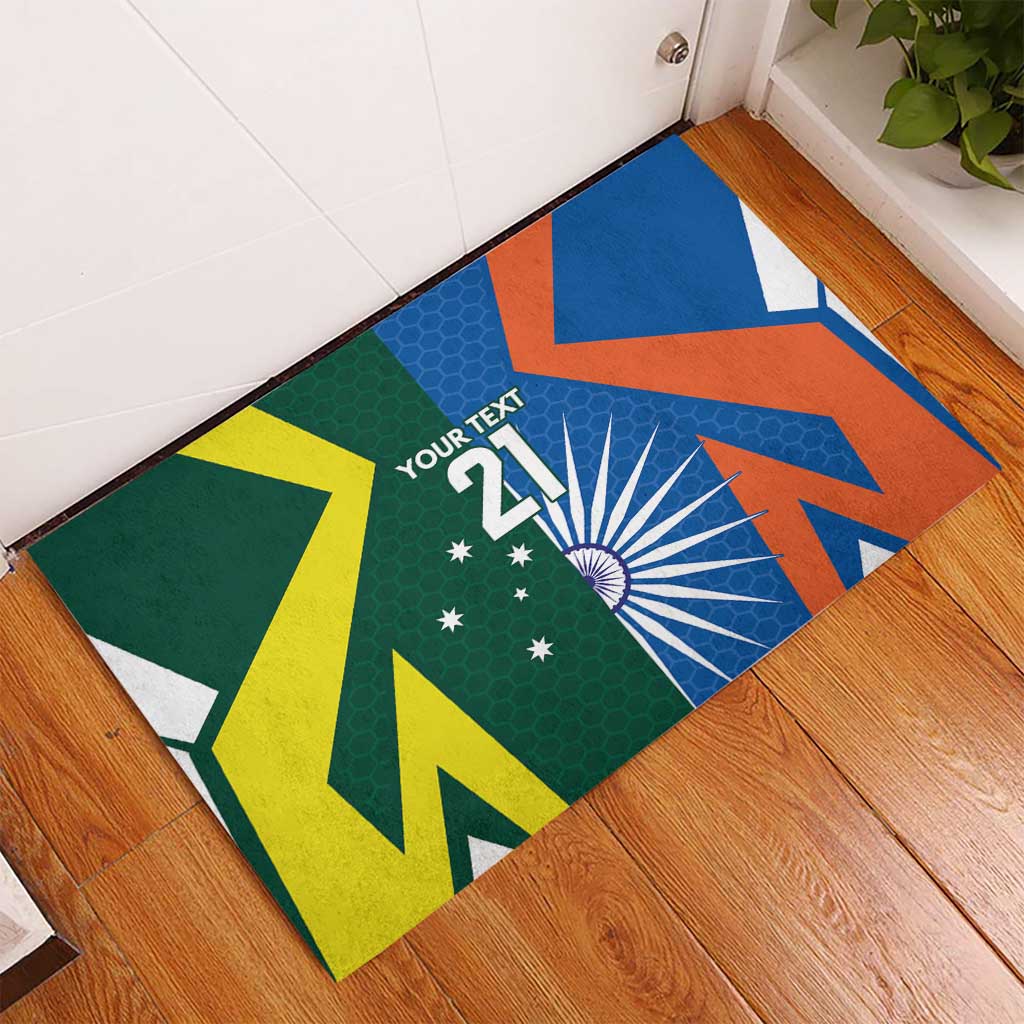 India vs Australia Custom Rubber Doormat Blue vs Gold Cricket Heritage - Aussie Hoodie