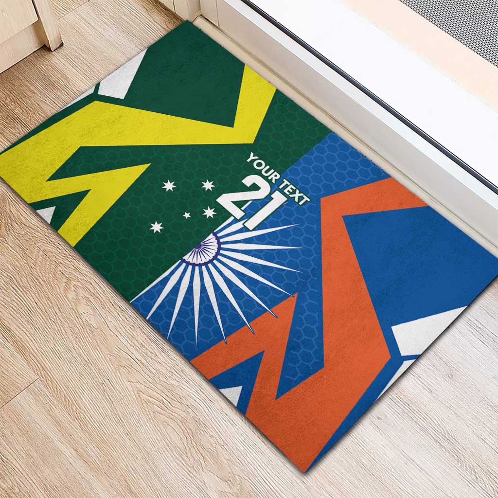 India vs Australia Custom Rubber Doormat Blue vs Gold Cricket Heritage - Aussie Hoodie