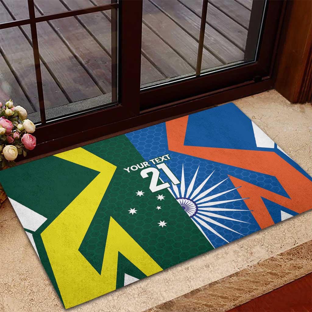 India vs Australia Custom Rubber Doormat Blue vs Gold Cricket Heritage - Aussie Hoodie