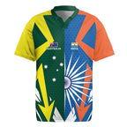 India vs Australia Custom Rugby Jersey Blue vs Gold Cricket Heritage - Aussie Hoodie