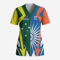 India vs Australia Custom Scrub Top Blue vs Gold Cricket Heritage - Aussie Hoodie