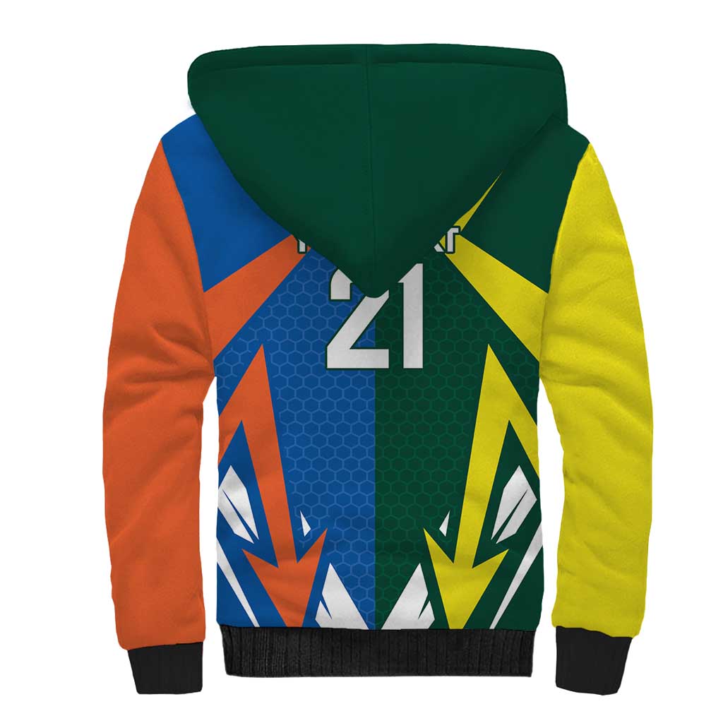 India vs Australia Custom Sherpa Hoodie Blue vs Gold Cricket Heritage - Aussie Hoodie