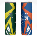 India vs Australia Custom Skinny Tumbler Blue vs Gold Cricket Heritage - Aussie Hoodie