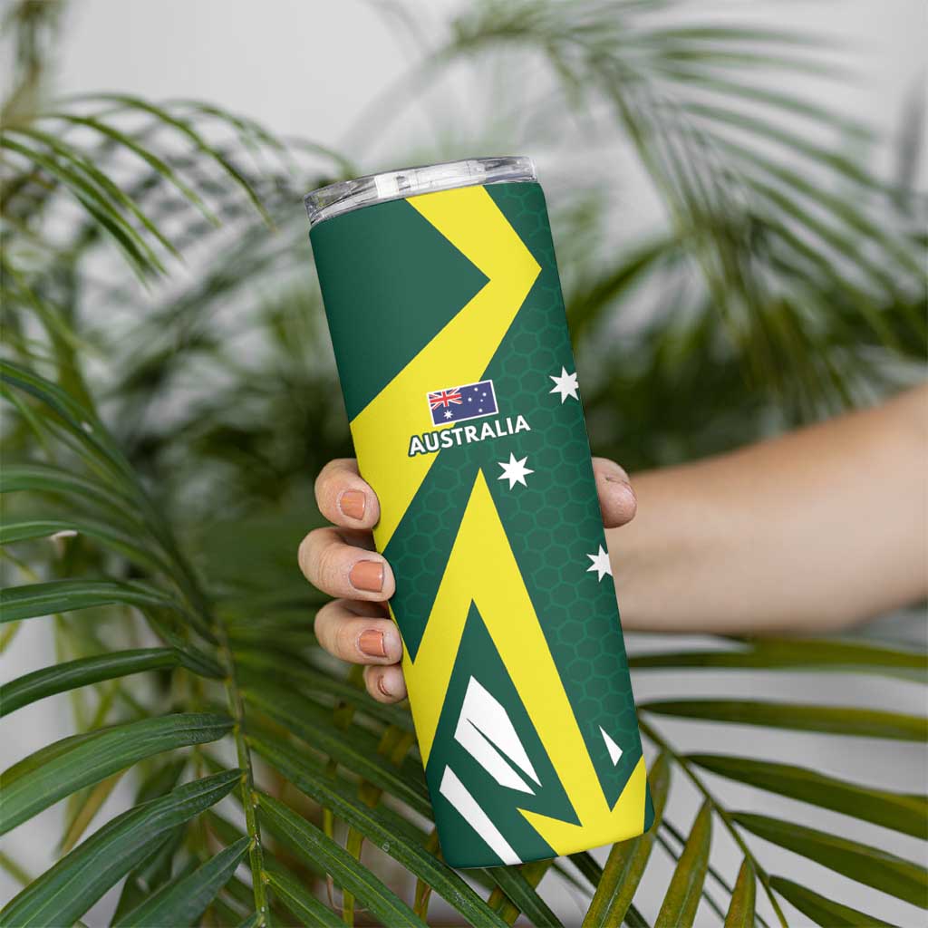 India vs Australia Custom Skinny Tumbler Blue vs Gold Cricket Heritage - Aussie Hoodie