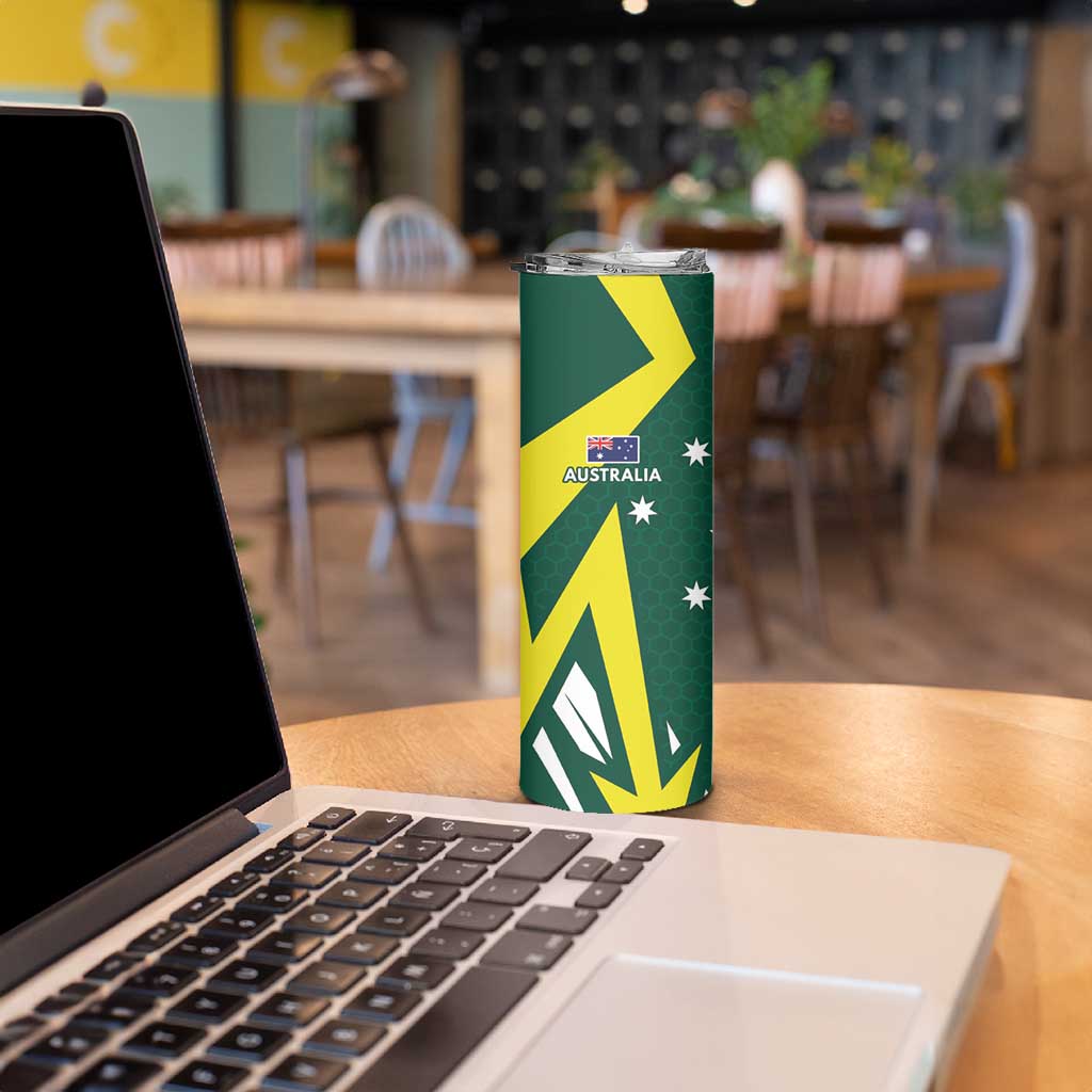 India vs Australia Custom Skinny Tumbler Blue vs Gold Cricket Heritage - Aussie Hoodie