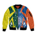 India vs Australia Custom Sleeve Zip Bomber Jacket Blue vs Gold Cricket Heritage - Aussie Hoodie