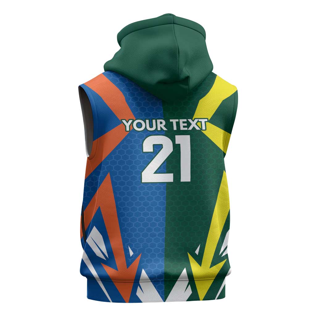 India vs Australia Custom Sleeveless Hoodie Blue vs Gold Cricket Heritage - Aussie Hoodie