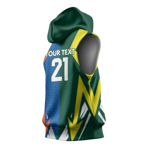 India vs Australia Custom Sleeveless Hoodie Blue vs Gold Cricket Heritage - Aussie Hoodie