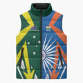 India vs Australia Custom Sleeveless Puffer Jacket Blue vs Gold Cricket Heritage - Aussie Hoodie