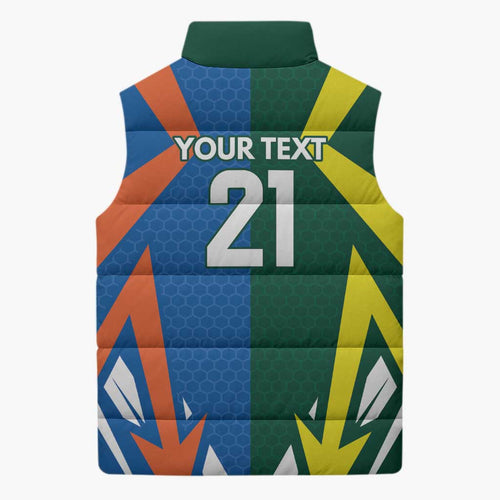 India vs Australia Custom Sleeveless Puffer Jacket Blue vs Gold Cricket Heritage - Aussie Hoodie