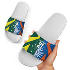 India vs Australia Custom Slide Sandals Blue vs Gold Cricket Heritage - Aussie Hoodie