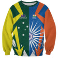 India vs Australia Custom Sweatshirt Blue vs Gold Cricket Heritage - Aussie Hoodie