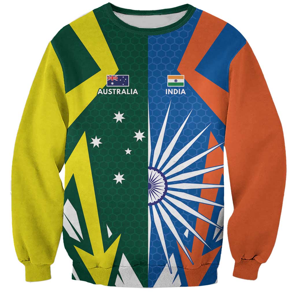 India vs Australia Custom Sweatshirt Blue vs Gold Cricket Heritage - Aussie Hoodie
