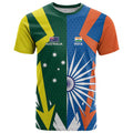 India vs Australia Custom T Shirt Blue vs Gold Cricket Heritage - Aussie Hoodie