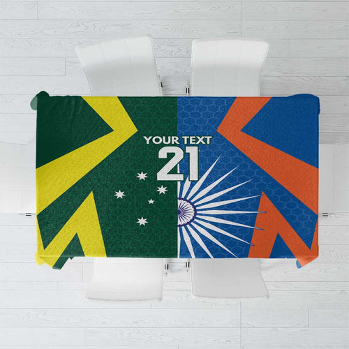 India vs Australia Custom Tablecloth Blue vs Gold Cricket Heritage - Aussie Hoodie