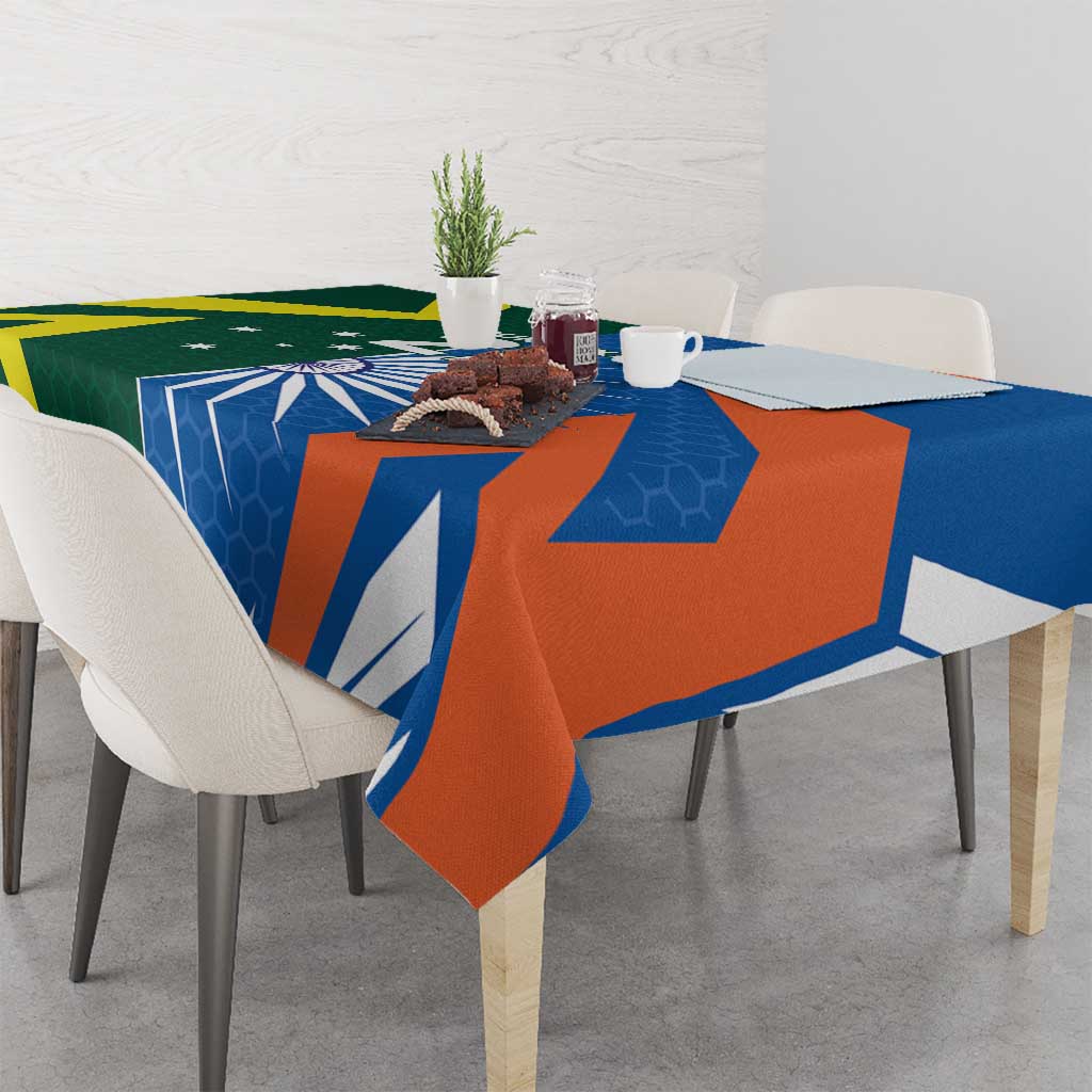 India vs Australia Custom Tablecloth Blue vs Gold Cricket Heritage - Aussie Hoodie