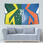 India vs Australia Custom Tapestry Blue vs Gold Cricket Heritage - Aussie Hoodie