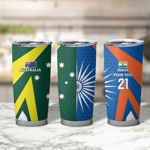 India vs Australia Custom Tumbler Cup Blue vs Gold Cricket Heritage - Aussie Hoodie