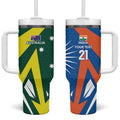 India vs Australia Custom Tumbler With Handle Blue vs Gold Cricket Heritage - Aussie Hoodie