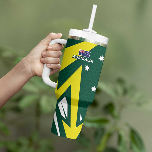 India vs Australia Custom Tumbler With Handle Blue vs Gold Cricket Heritage - Aussie Hoodie