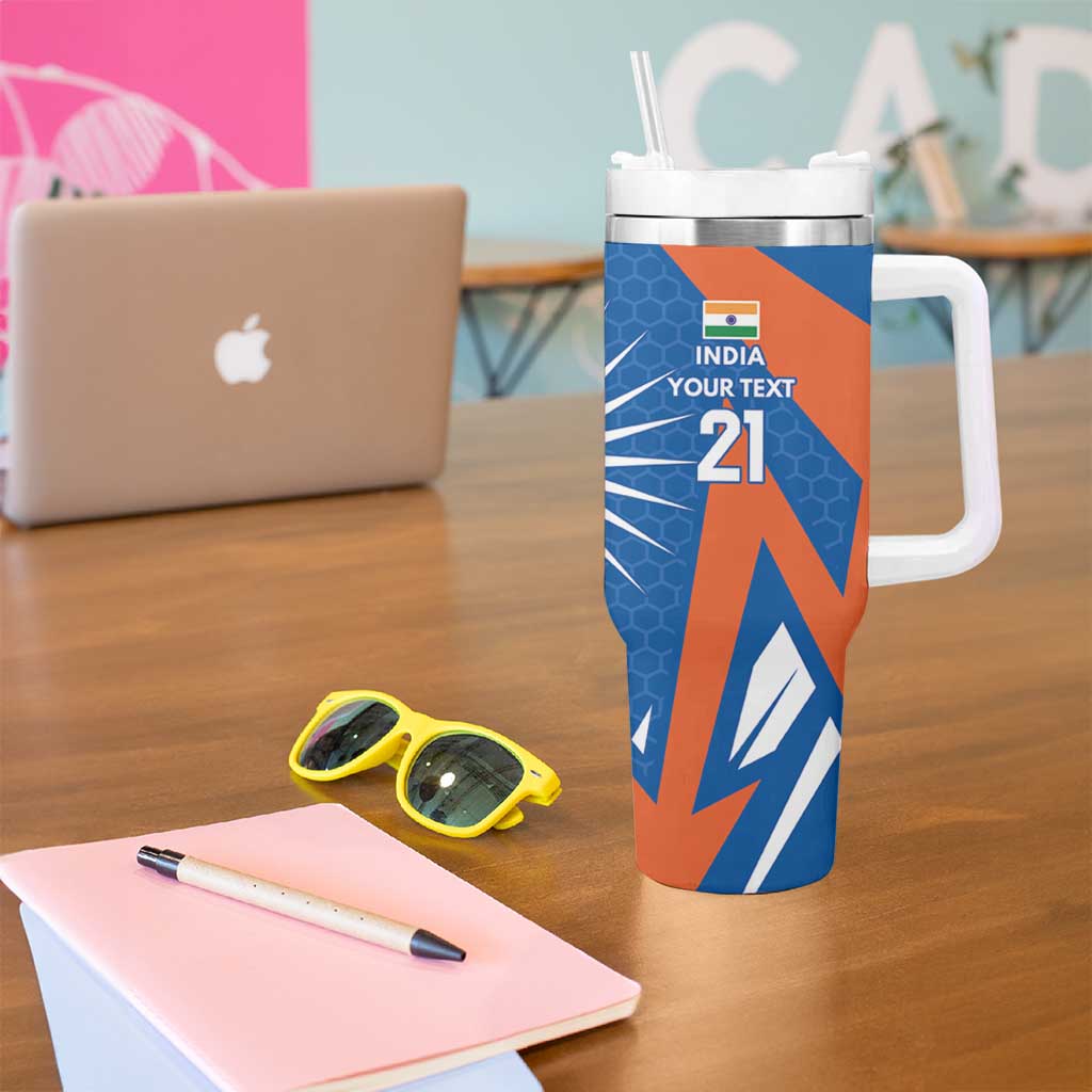 India vs Australia Custom Tumbler With Handle Blue vs Gold Cricket Heritage - Aussie Hoodie