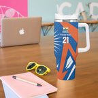 India vs Australia Custom Tumbler With Handle Blue vs Gold Cricket Heritage - Aussie Hoodie