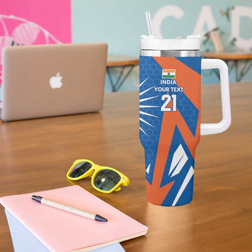 India vs Australia Custom Tumbler With Handle Blue vs Gold Cricket Heritage - Aussie Hoodie