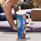 India vs Australia Custom Tumbler With Handle Blue vs Gold Cricket Heritage - Aussie Hoodie
