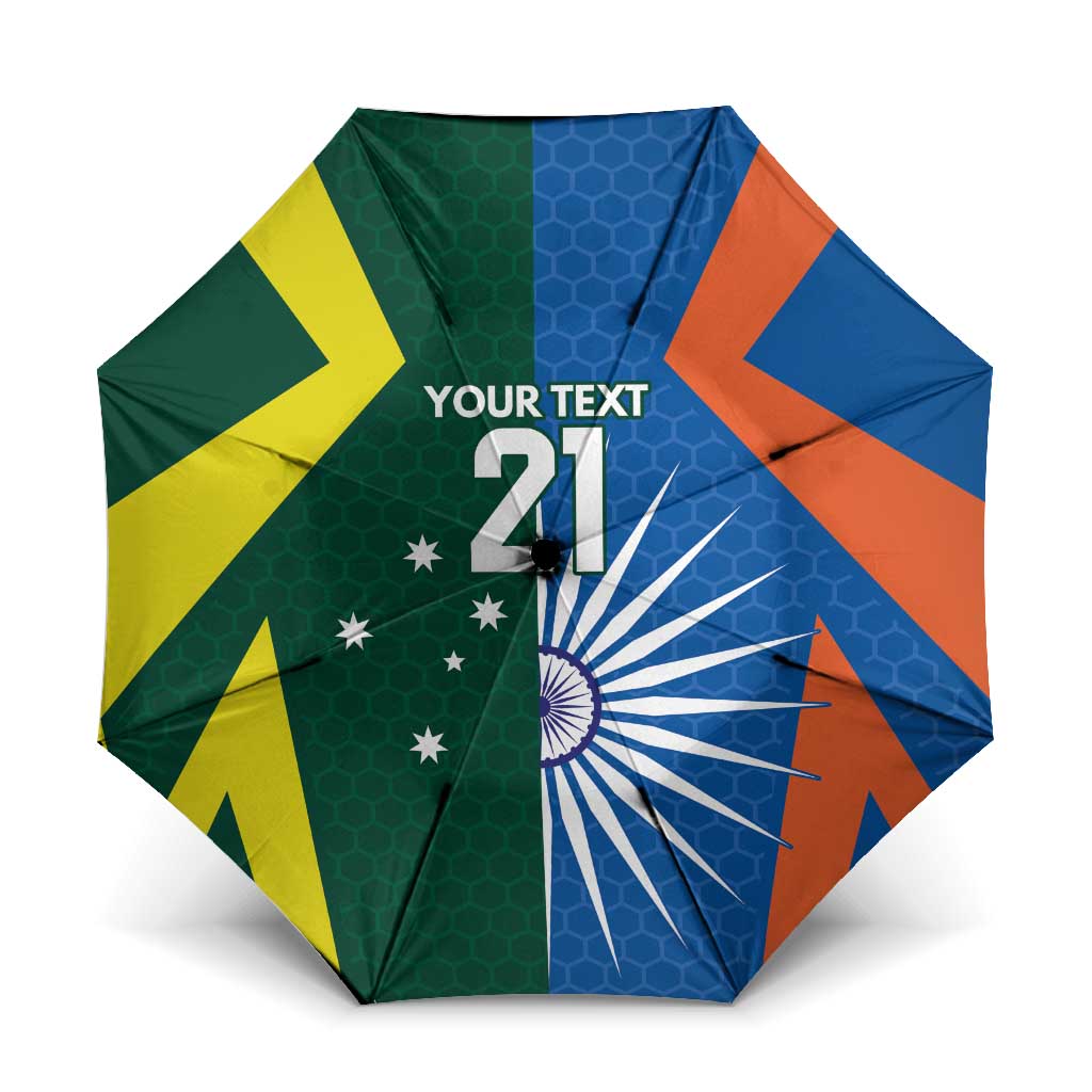 India vs Australia Custom Umbrella Blue vs Gold Cricket Heritage - Aussie Hoodie