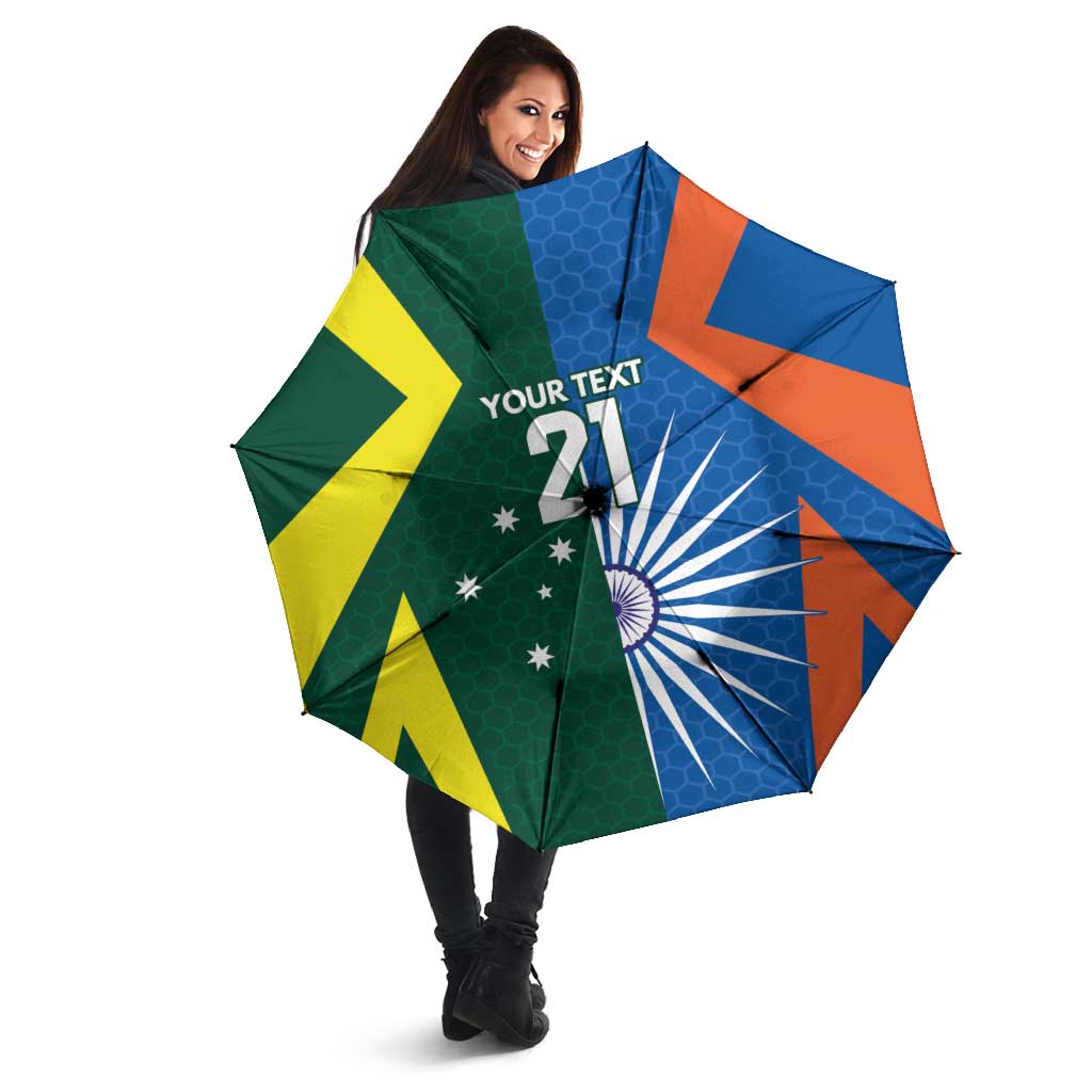India vs Australia Custom Umbrella Blue vs Gold Cricket Heritage - Aussie Hoodie